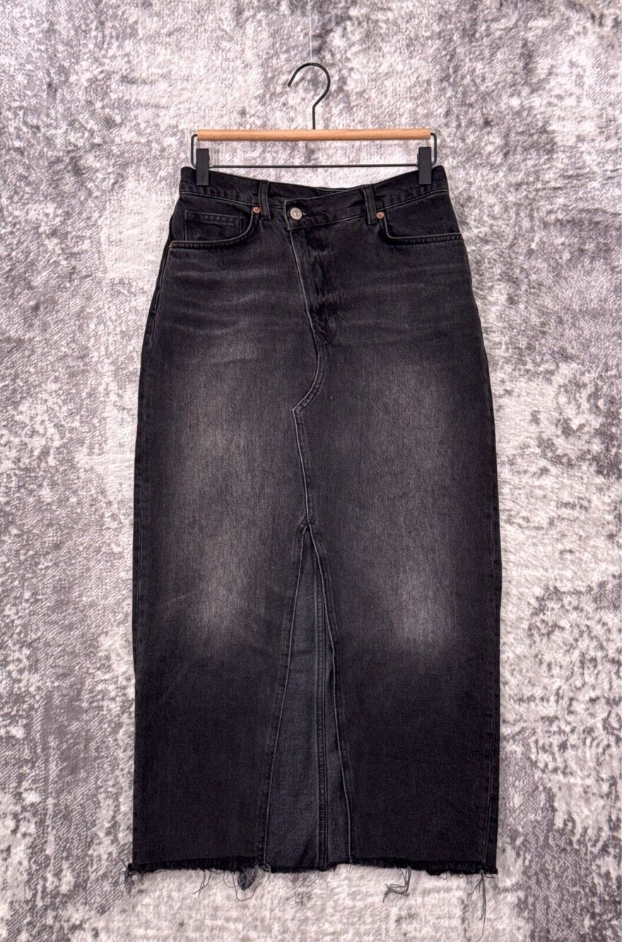 Reformation Skirt 26 Womens Nila Asymmetrical Black Wash Denim